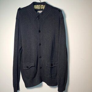 Converse Button Up Mock Neck Shoulder Strap Long Sleeves Cardigan Size XL Grey